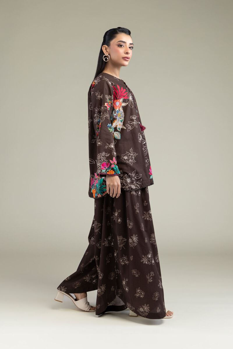 Printed | Cotton Dobby | Floral Brown Kurta | USD 35.00