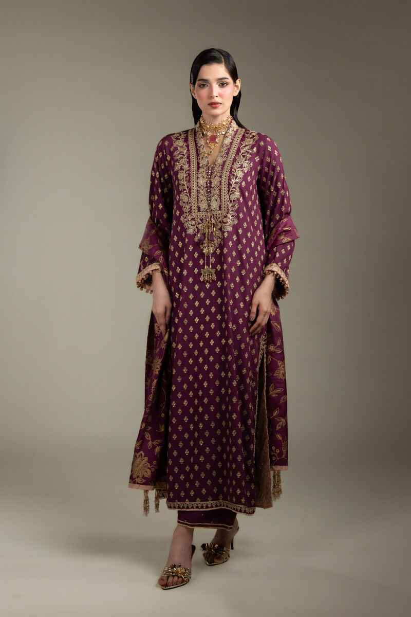Embroidered | Raw Silk | 3-Piece Co-ord Set | USD 200.00
