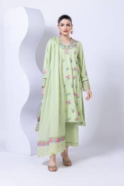 Embroidered | Crosshatch Raw Silk | Pants | USD 25.00