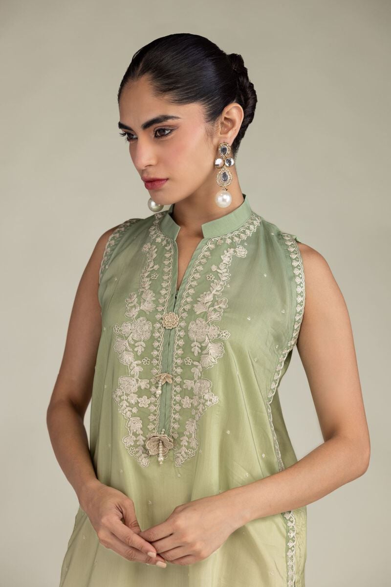Embroidered | Blended Viscose | Sleeveless Floral Kurta | USD 60.00