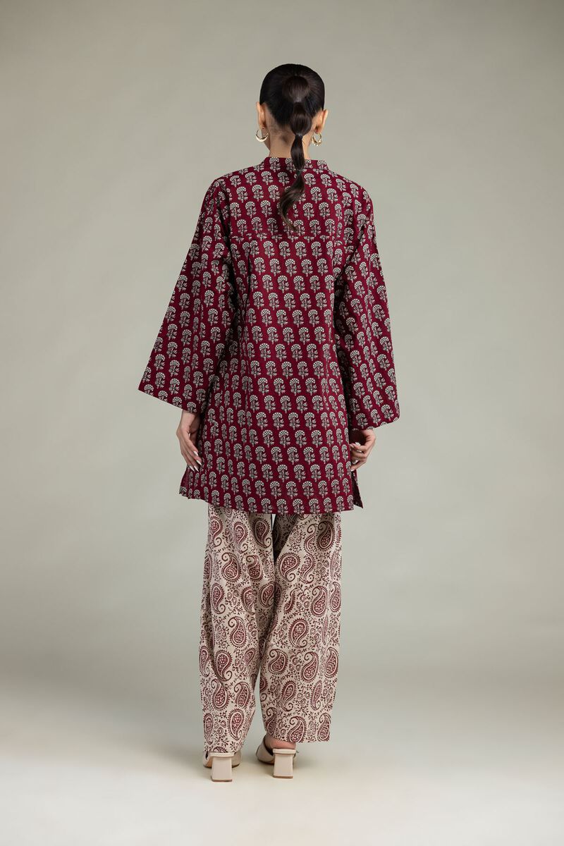 Printed | Cambric | Maroon Cambric Kurta | USD 40.00