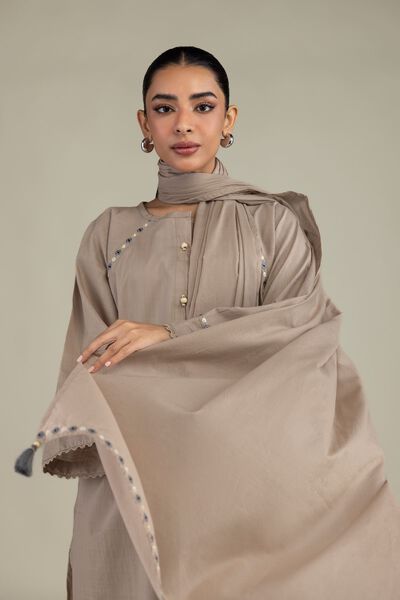 Textured Lawn | Embroidered | Beige Lawn Dupatta | USD 30.00