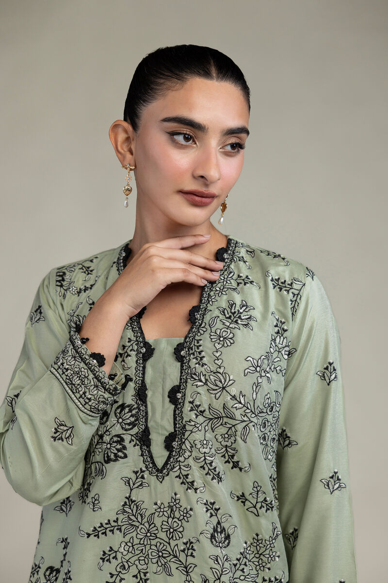 Raw Silk | Floral Silk Kurta | USD 70.00
