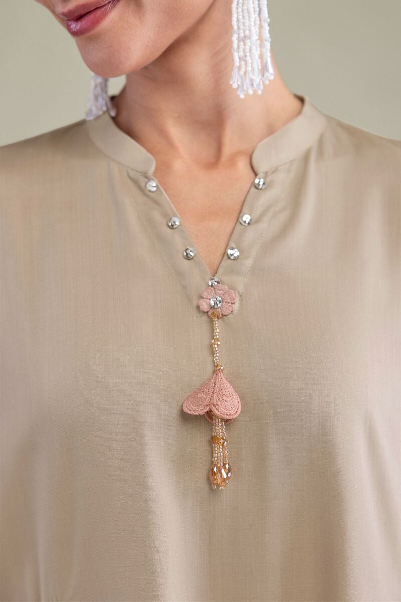 Embroidered | Raw Silk | Band Collar Kurta | USD 55.00