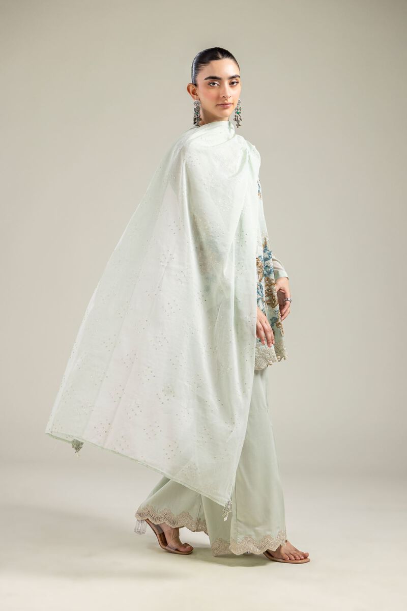 Paper Silk | Mint Solid Dupatta | USD 40.00