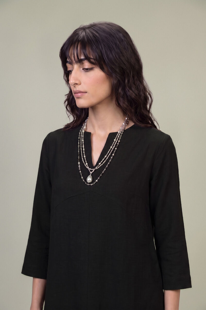 Dyed | Textured Georgette | Solid Black Tunic | USD 40.00