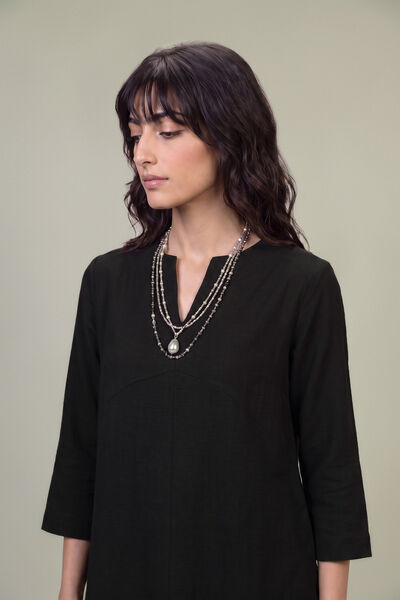 Dyed | Textured Georgette | Solid Black Tunic | USD 40.00