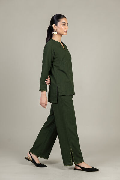 Dyed | Crepe | Solid Crepe Trousers | USD 35.00