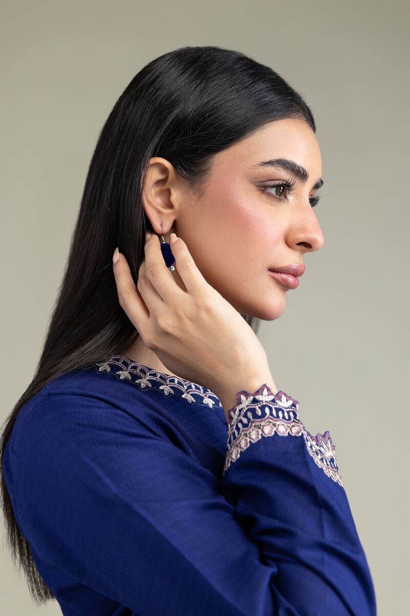 Embroidered | Cotton Dobby | Floral Scalloped Kurta | USD 45.00