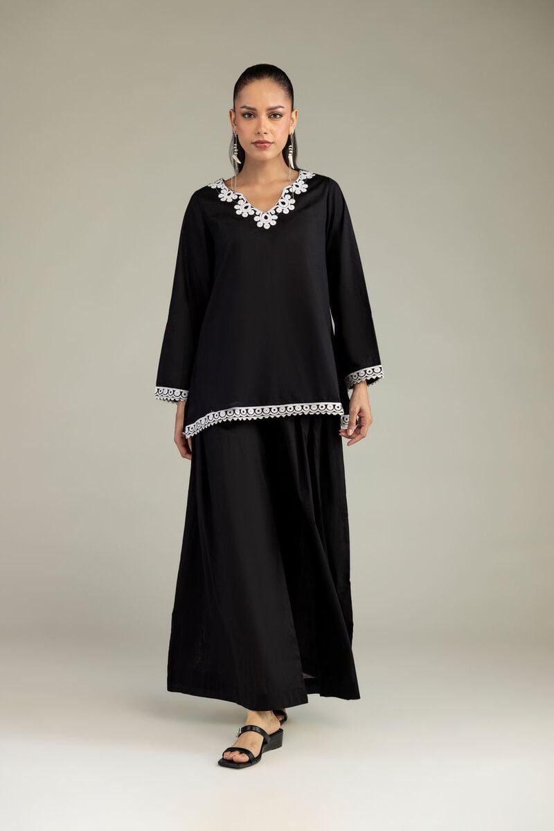 Embroidered | Cambric | Solid Black Pants | USD 30.00