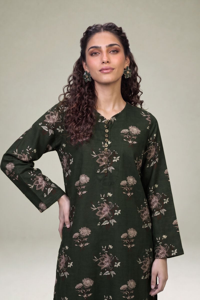 Printed | Light Khaddar | Longline Floral Kurta | USD 35.00