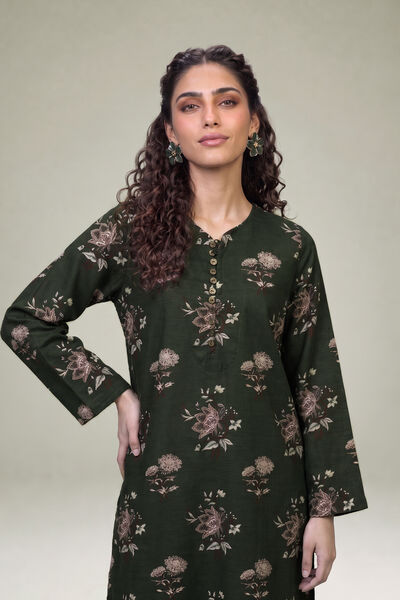 Printed | Light Khaddar | Longline Floral Kurta | USD 35.00