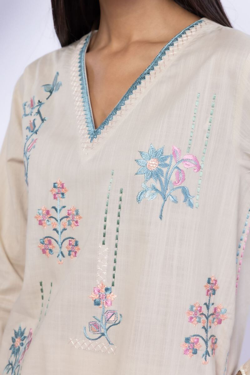 Embroidered | Crosshatch Poplin | Kurta | USD 17.50