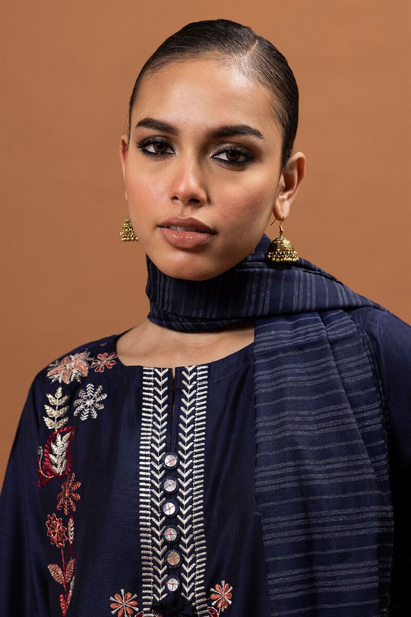 Embroidered | Dull Raw Silk | Fabrics 3 Piece | null