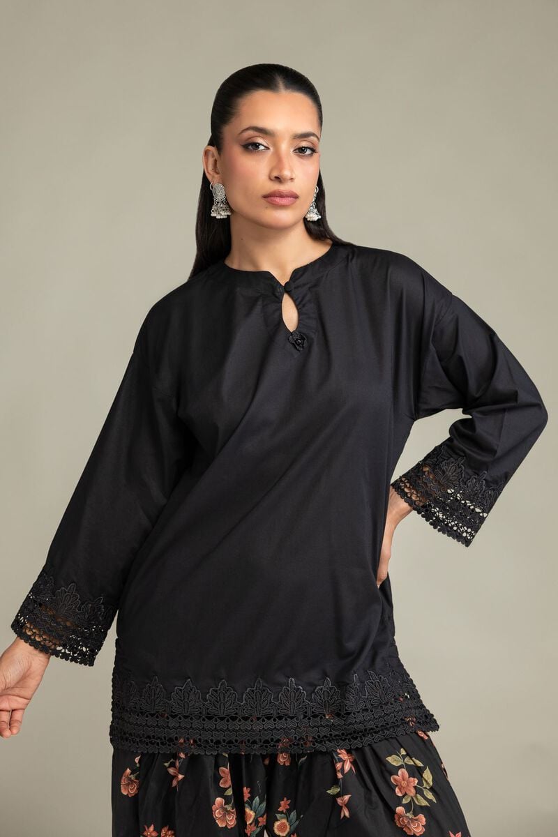 Embroidered | Cambric | Short Black Kurta | USD 55.00