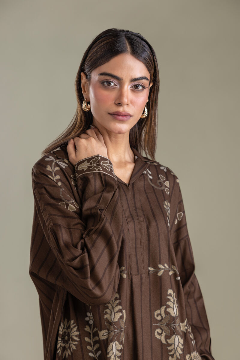 Printed | Viscose Crepe | Brown Floral Shirt | USD 40.00
