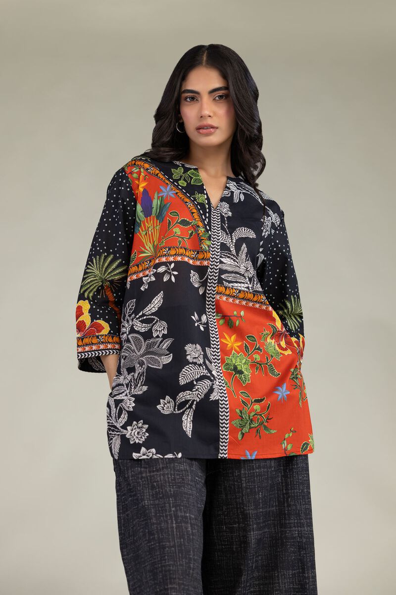 Printed | Cambric | V-Neck Floral Blouse | USD 35.00