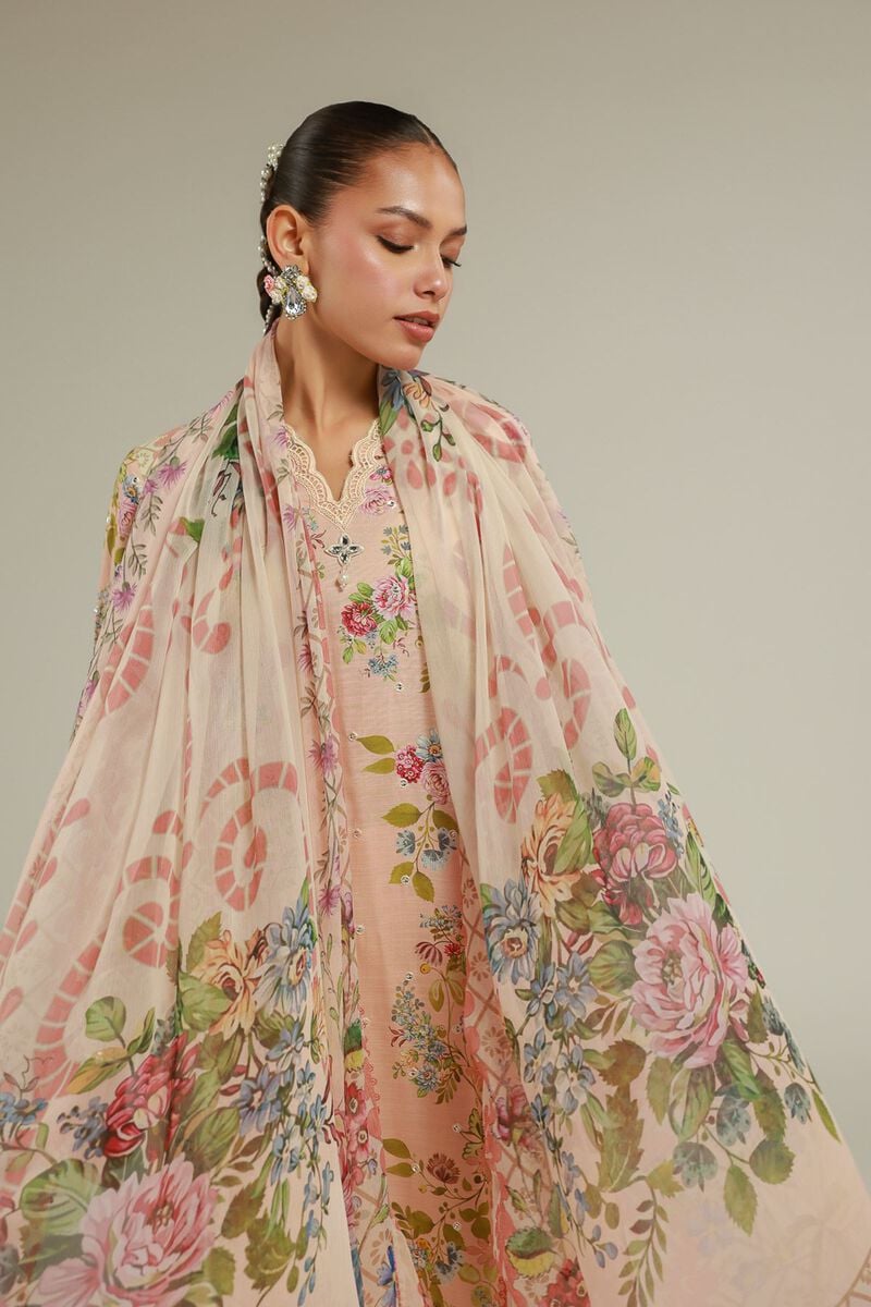 Embroidered | Chiffon | Floral Draped Dupatta | USD 35.00