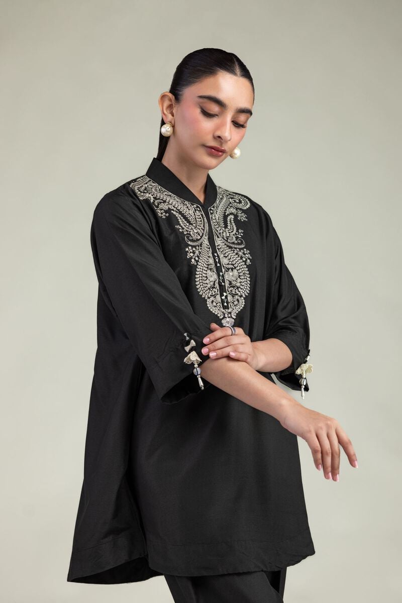 Embroidered | Arabic Lawn | Black Lawn Kurta | USD 35.00