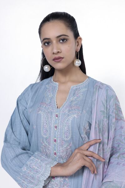 Embroidered | Textured Cotton | Tailored 3 Piece | USD 37.50