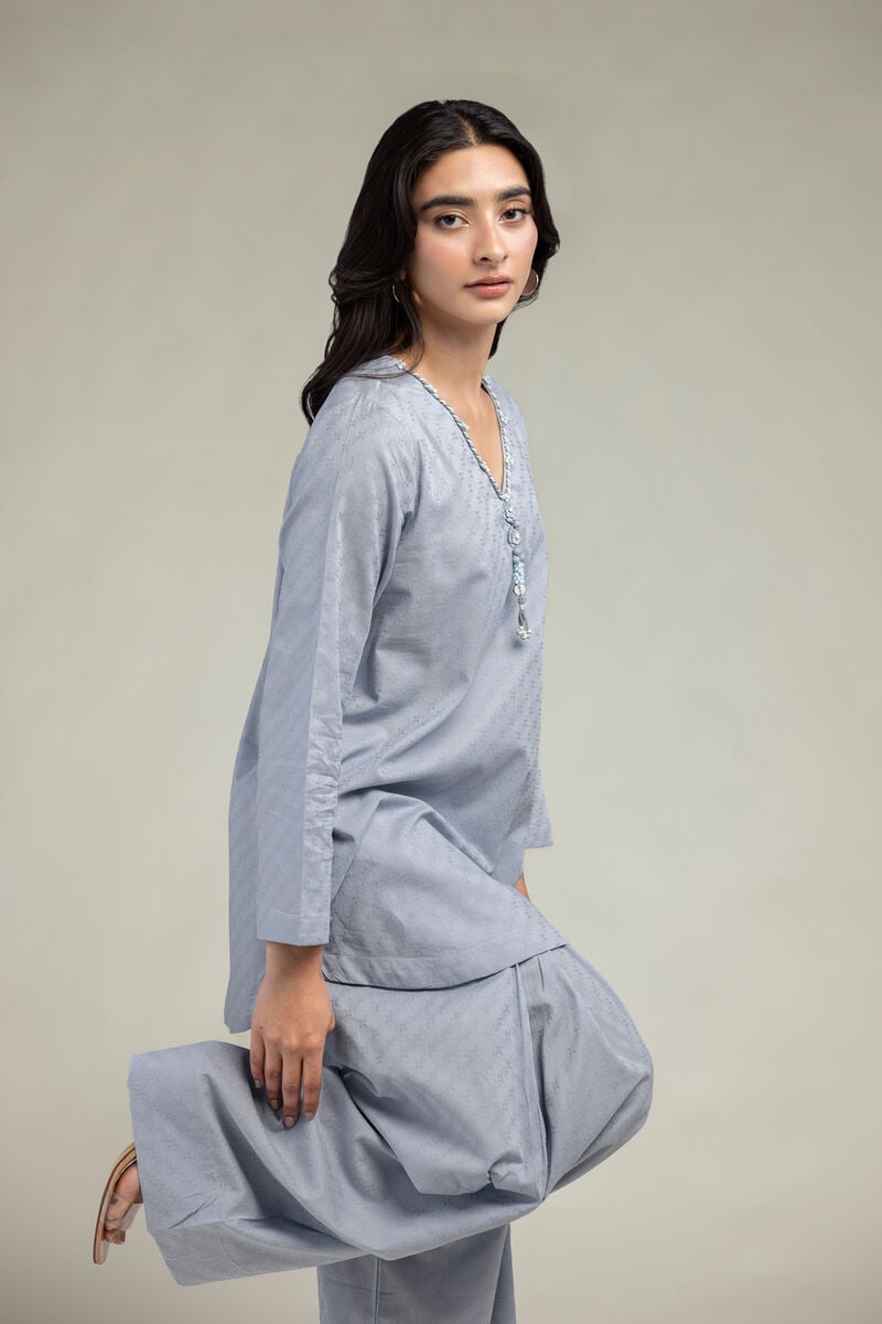 Dyed | Cotton Dobby | V-Neck Cotton Kurta | USD 35.00