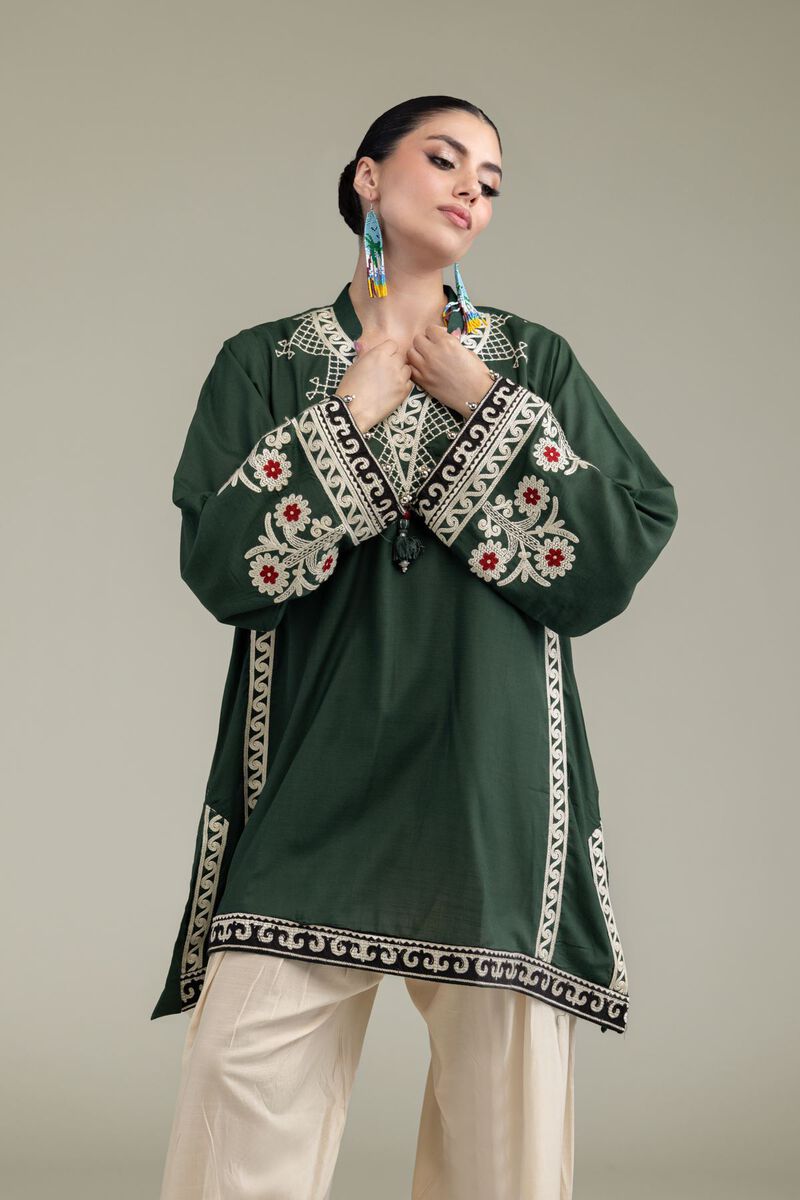 Embroidered | Raw Silk | Short Silk Kurta | USD 13.50