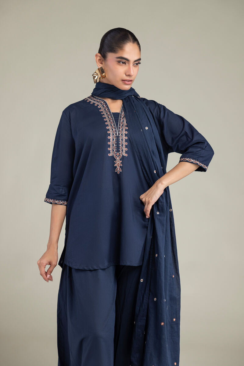 Embroidered | Lawn | Lawn Navy Dupatta | USD 35.00