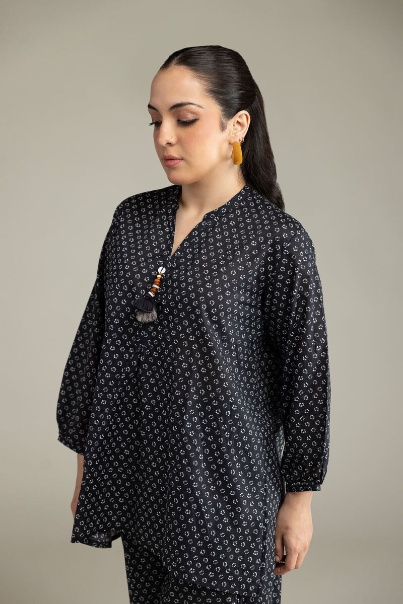 Printed | Viscose Crepe | Black Viscose Blouse | null