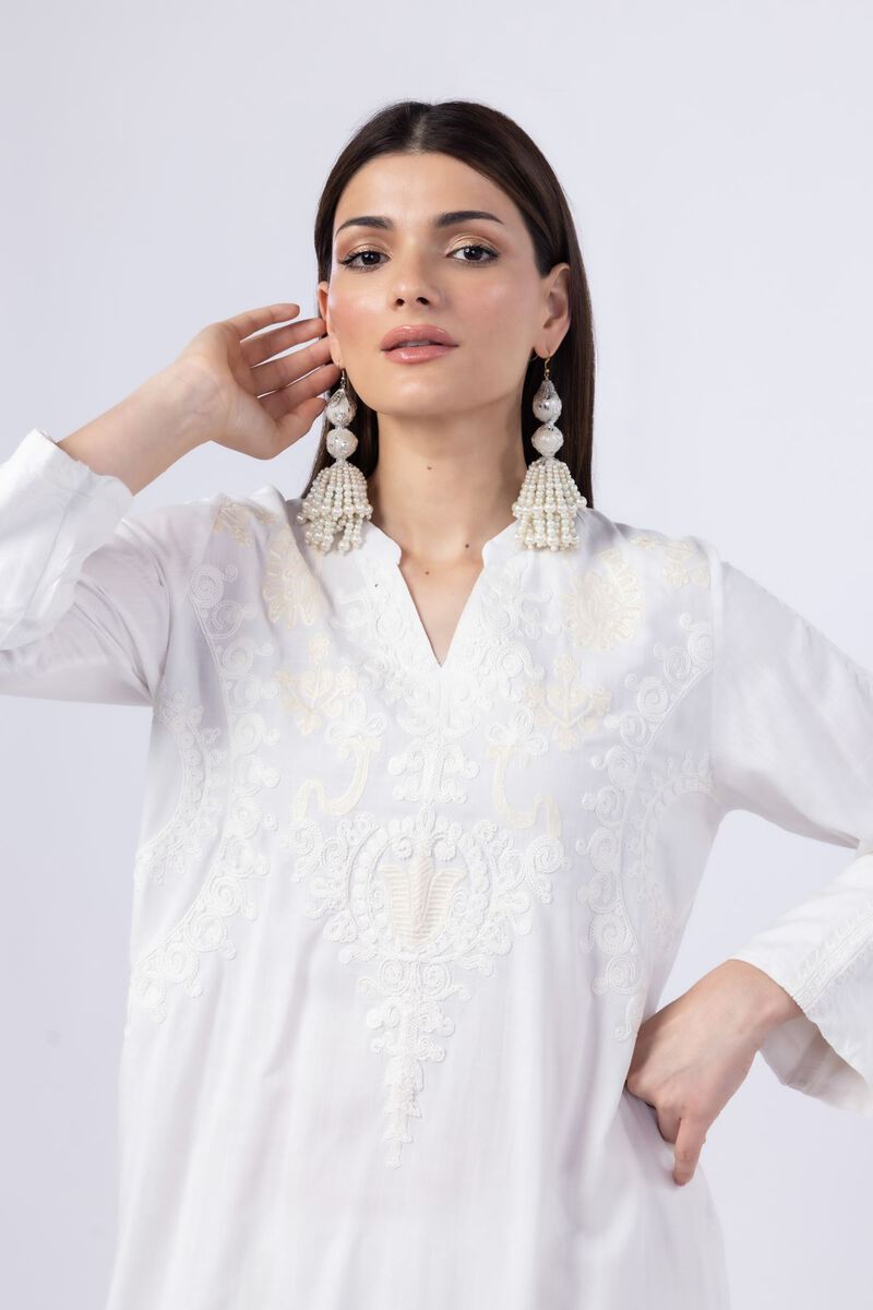 Embroidered | Crosshatch Raw Silk | Kurta | USD 22.50