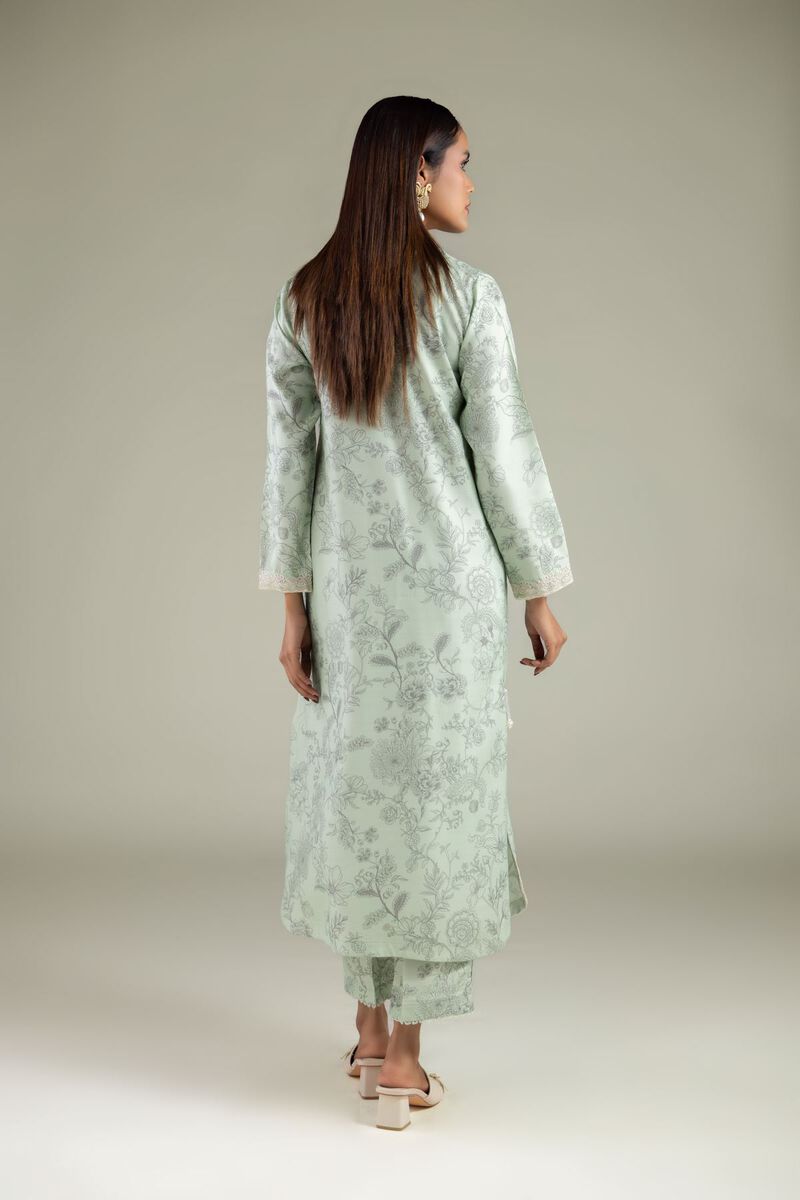 Embroidered | Raw Silk | Floral Longline Kurta | USD 65.00