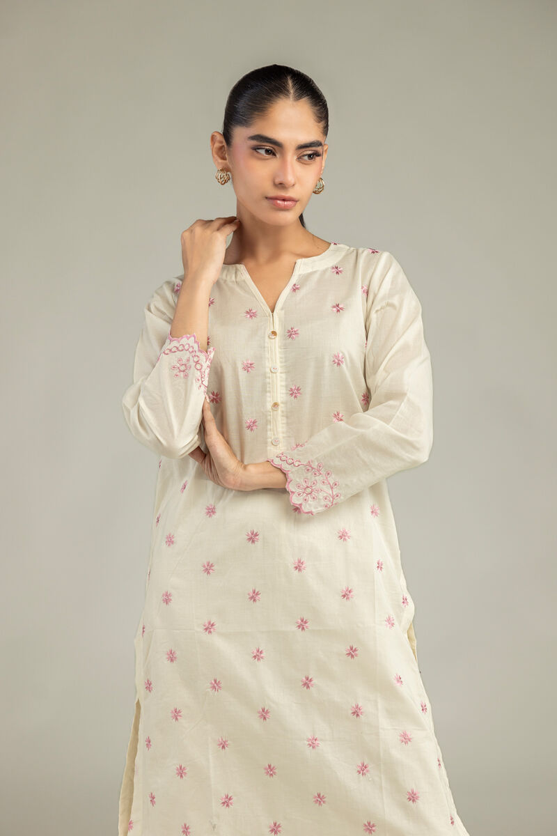 Embroidered | Cambric | Cambric Floral Kurta | USD 40.00