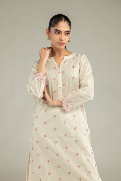 Embroidered | Cambric | Cambric Floral Kurta | USD 40.00