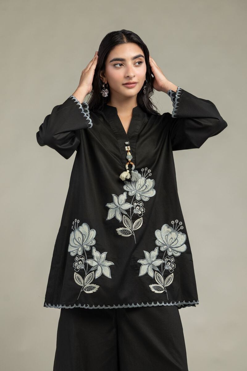 Cambric | Floral Black Kurta | USD 45.00