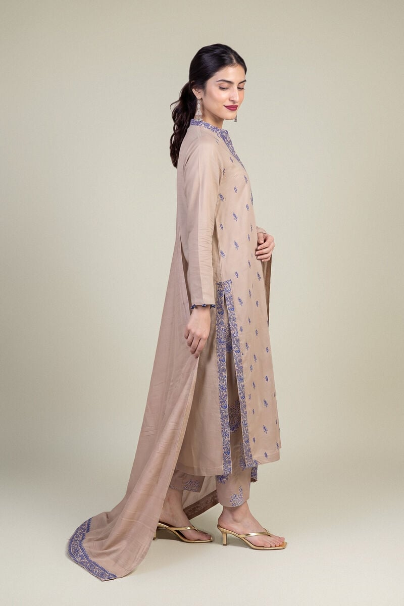 Embroidered | Raw Silk | Beige Silk Pants | USD 30.00