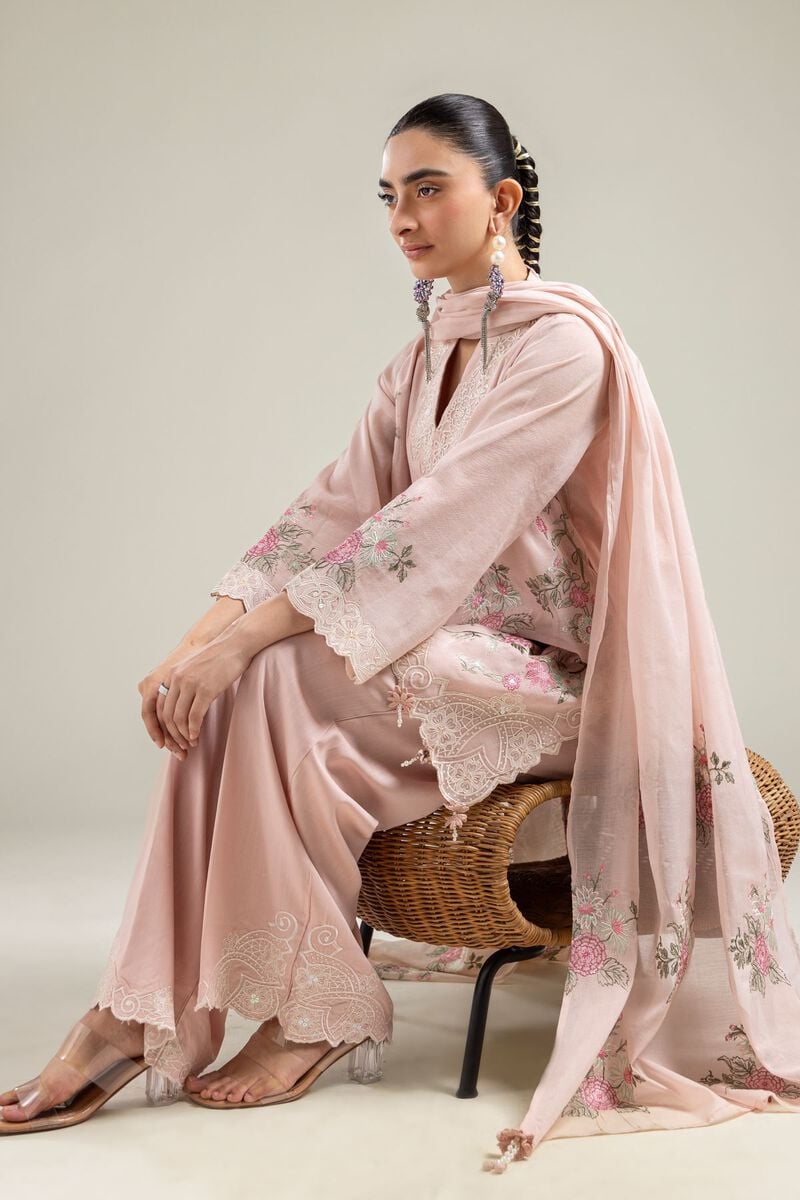 Paper Silk | Floral Pink Dupatta | USD 40.00