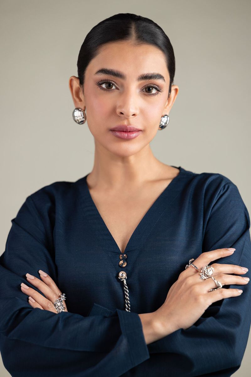 Dyed | Textured Cotton | V-Neck Longline Kurta | USD 30.00