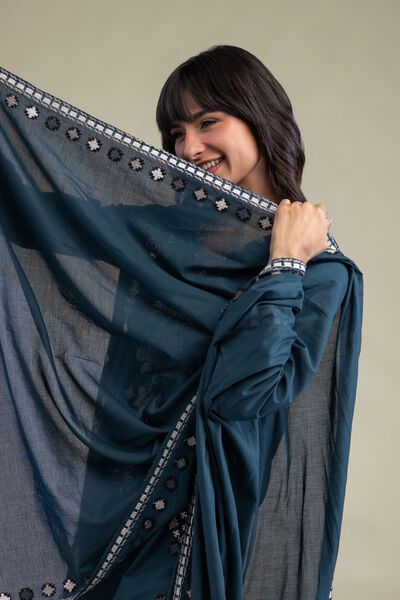 Embroidered | Lawn | Teal Lawn Dupatta | USD 30.00