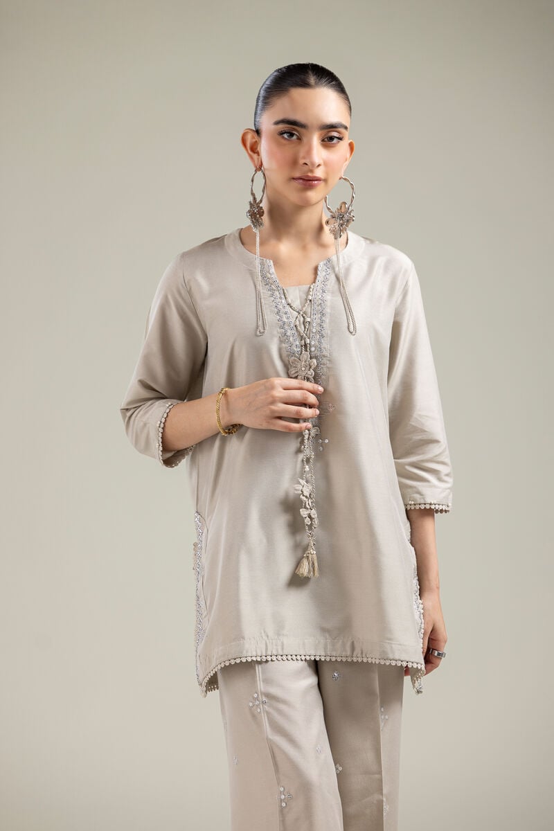 Raw Silk | Beige Raw Silk Kurta | USD 40.00