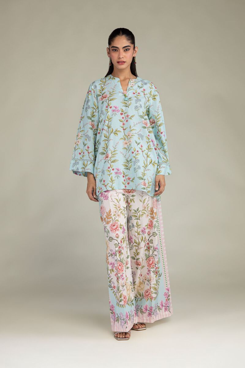 Printed | Cotton Viscose | Blue Cotton Pants | USD 30.00