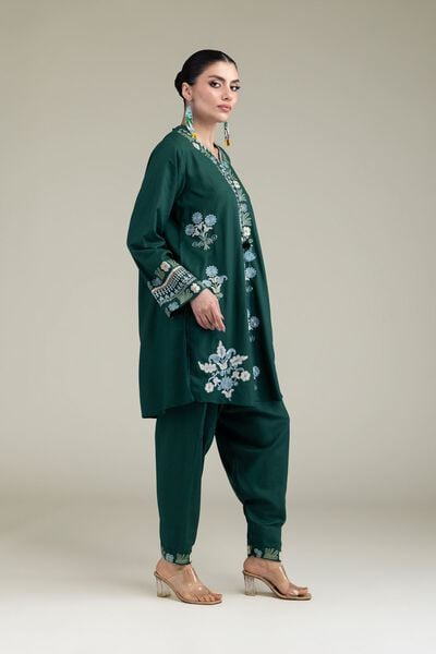 Embroidered | Raw Silk | Floral Silk Shalwar  | USD 30.00