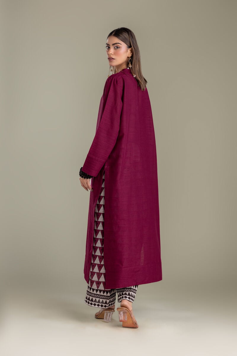 Printed | Light Khaddar | Solid V-Neck Kurta | USD 35.00