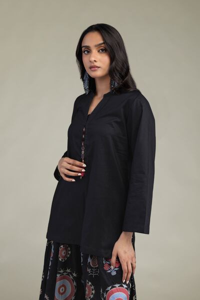 Printed | Cambric | Solid Black Kurta | USD 35.00