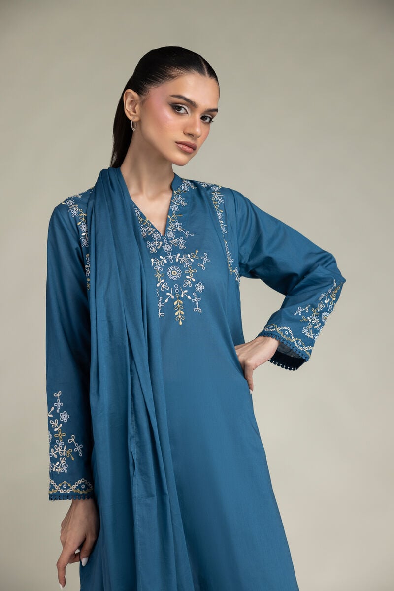 Embroidered | Lawn | Blue Lawn Dupatta | USD 30.00