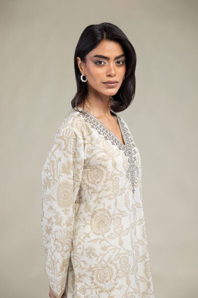 Embroidered | Cambric | Floral Longline Kurta | USD 35.00