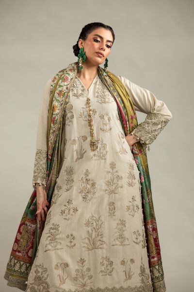 Embroidered | Raw Silk | 3-Piece Co-ord Set | USD 180.00