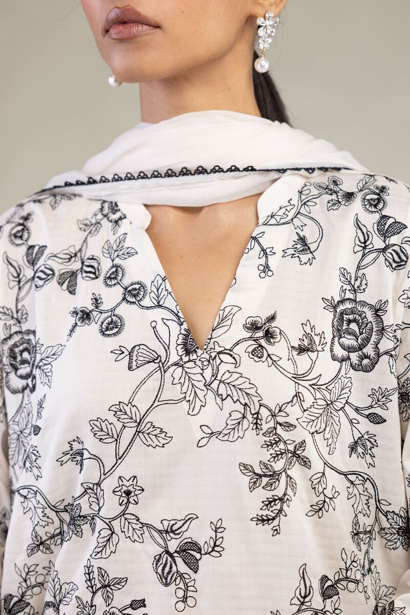 Embroidered | Dobby | White Tailored 3-Piece | USD 80.00