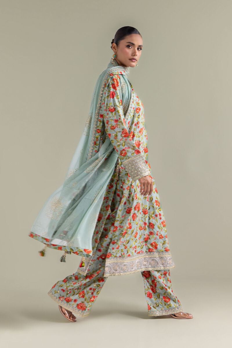 Embroidered | Chiffon | Floral Kurta 3-piece | USD 155.00