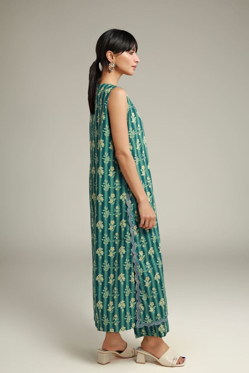 Embroidered | Cotton Dobby | Teal Cotton Kurta | USD 30.00