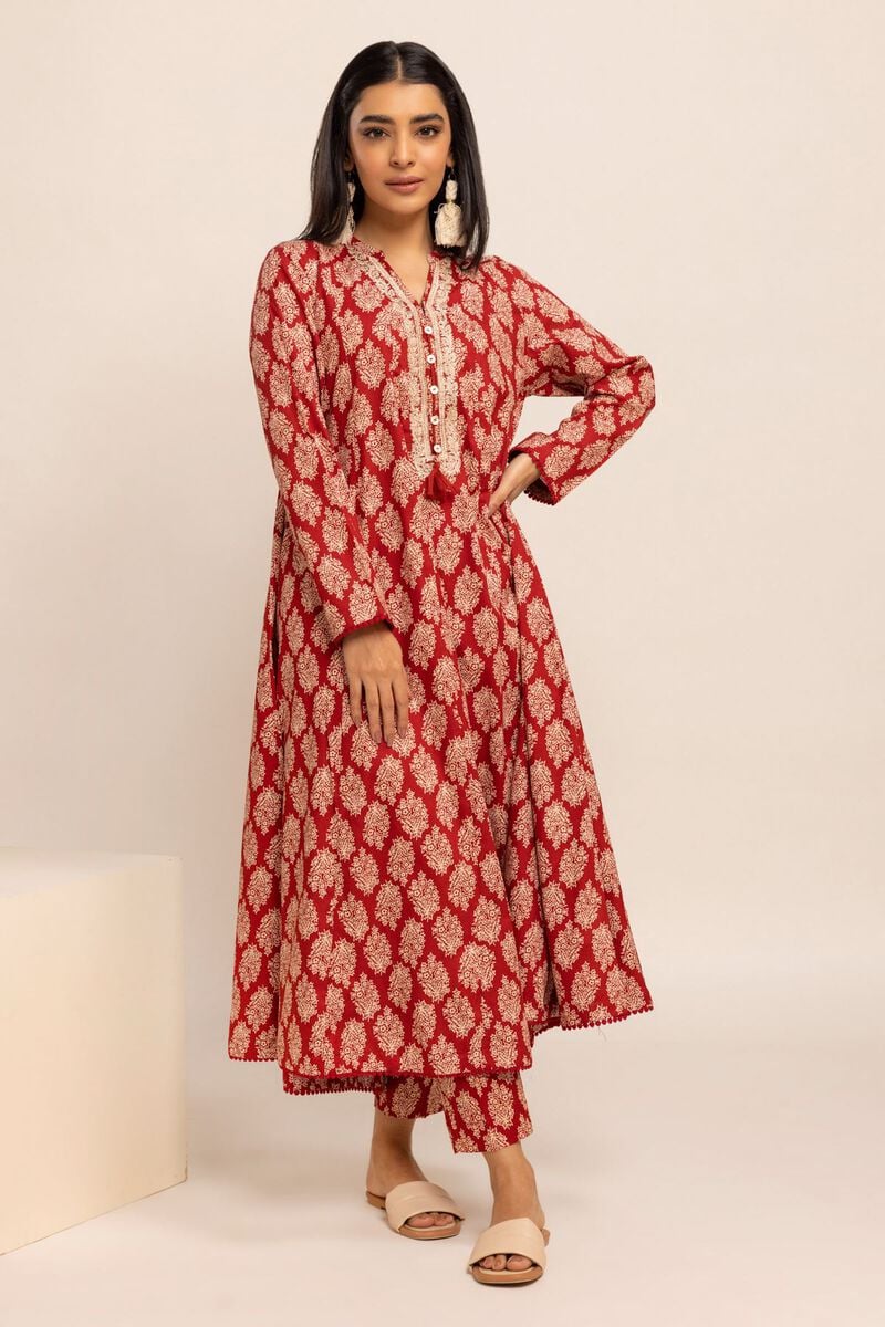 Kurta | Embroidered, RED, hi-res image number null