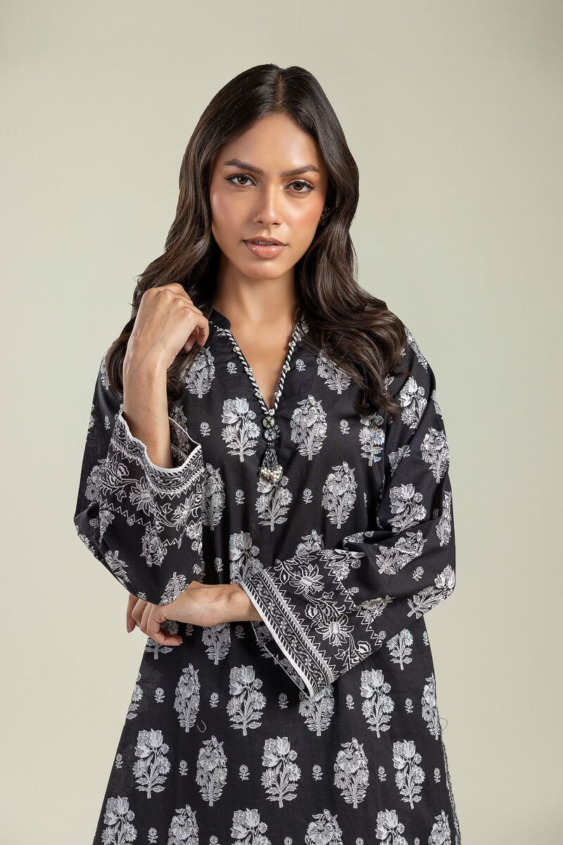 Printed | Cambric | Black Longline Kurta | USD 30.00